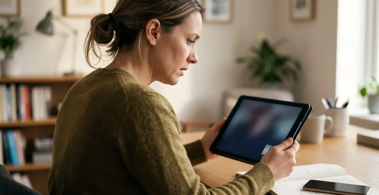 Propriétaire utilisant une tablette pour diagnostiquer une fuite d'eau à distance
